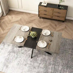 Table à manger extensible rectangulaire rétro avec boîte de rangement
