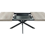 Table à manger extensible rectangulaire rétro avec boîte de rangement