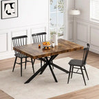 Table à manger extensible rectangulaire rétro avec boîte de rangement