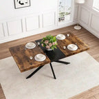 Table à manger extensible rectangulaire rétro avec boîte de rangement