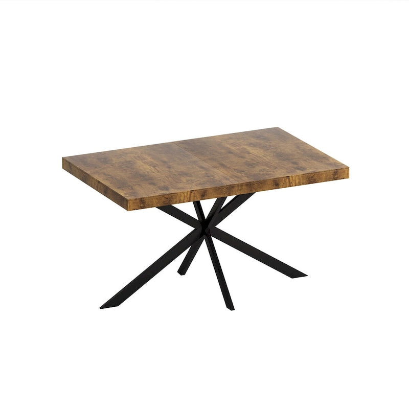 Table à manger extensible rectangulaire rétro avec boîte de rangement