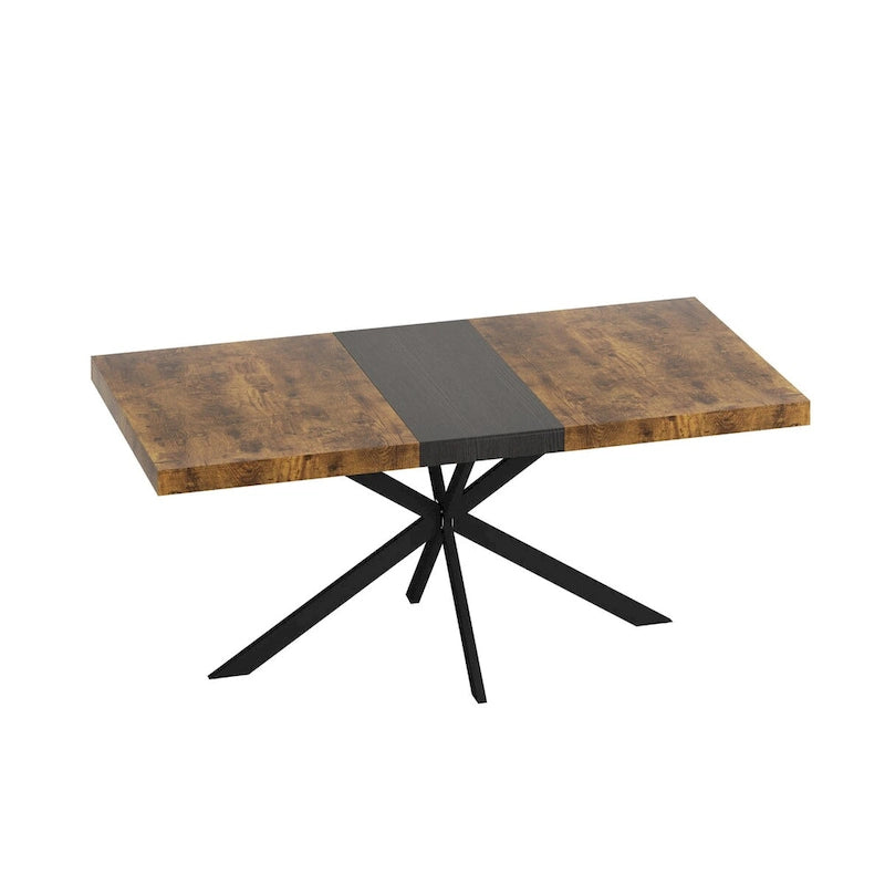 Table à manger extensible rectangulaire rétro avec boîte de rangement