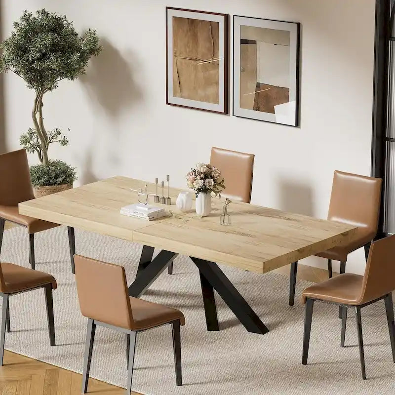 Table de salle à manger extensible de 160-200 cm pour 6 à 8 personnes, table de cuisine moderne