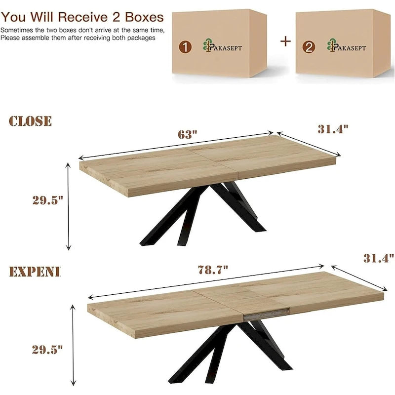 Table de salle à manger extensible de 160-200 cm pour 6 à 8 personnes, table de cuisine moderne