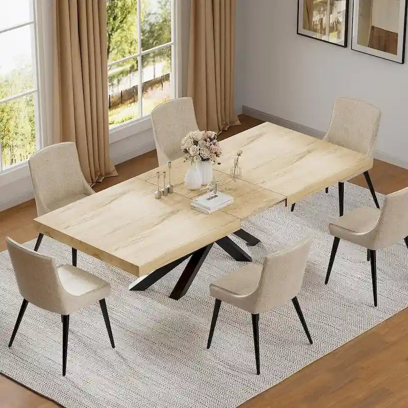Table de salle à manger extensible de 160-200 cm pour 6 à 8 personnes, table de cuisine moderne
