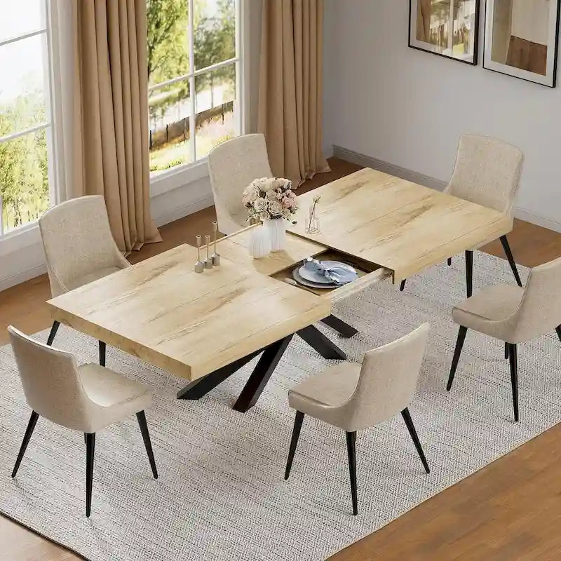 Table de salle à manger extensible de 160-200 cm pour 6 à 8 personnes, table de cuisine moderne