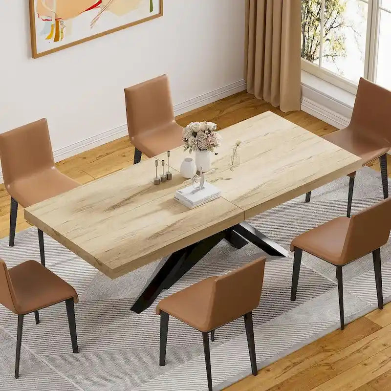 Table de salle à manger extensible de 160-200 cm pour 6 à 8 personnes, table de cuisine moderne