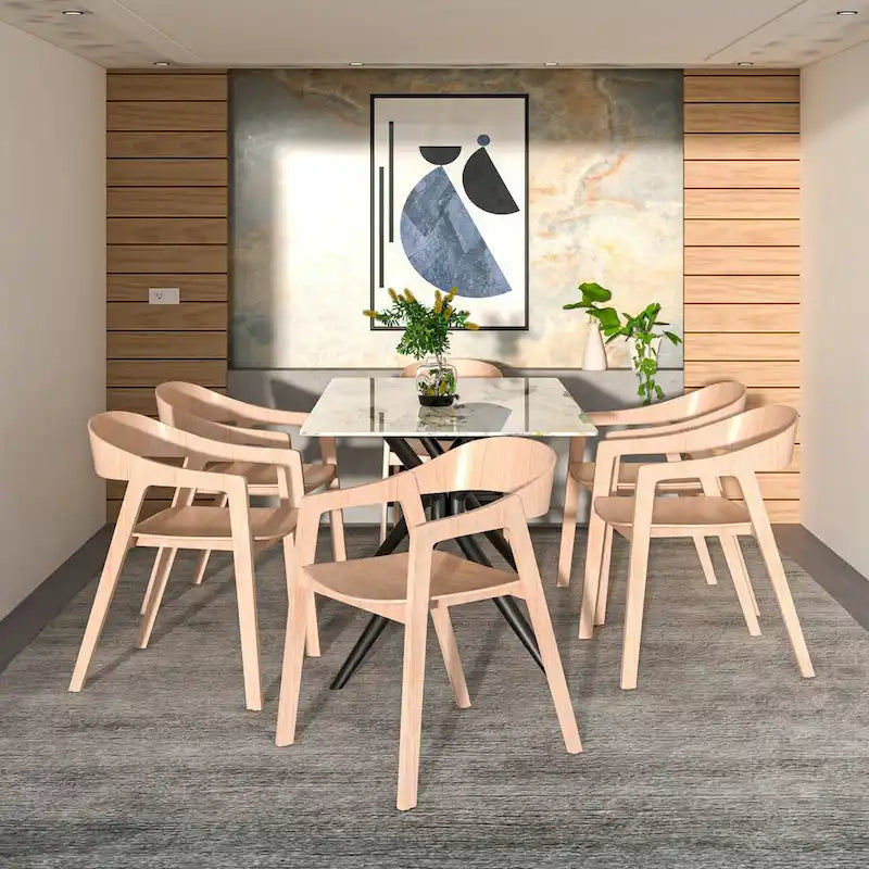 Chaises de salle à manger modernes avec accoudoirs en bois de chêne pour salle à manger, salon et cuisine