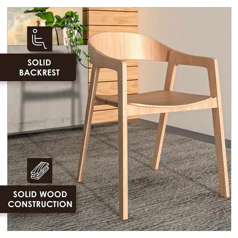 Chaises de salle à manger modernes avec accoudoirs en bois de chêne pour salle à manger, salon et cuisine