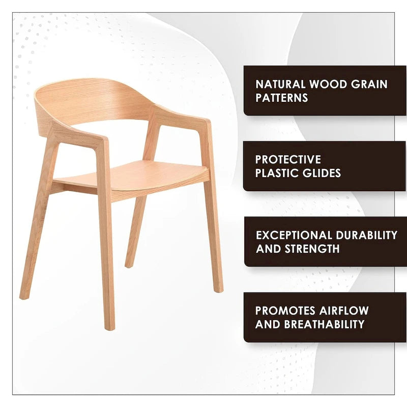 Chaises de salle à manger modernes avec accoudoirs en bois de chêne pour salle à manger, salon et cuisine