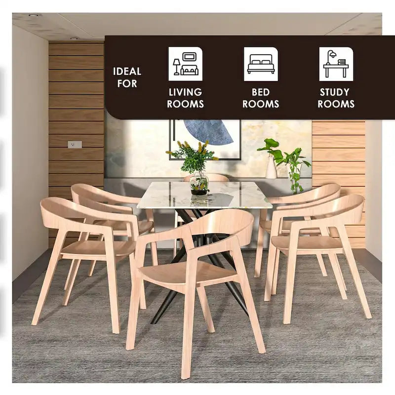 Chaises de salle à manger modernes avec accoudoirs en bois de chêne pour salle à manger, salon et cuisine