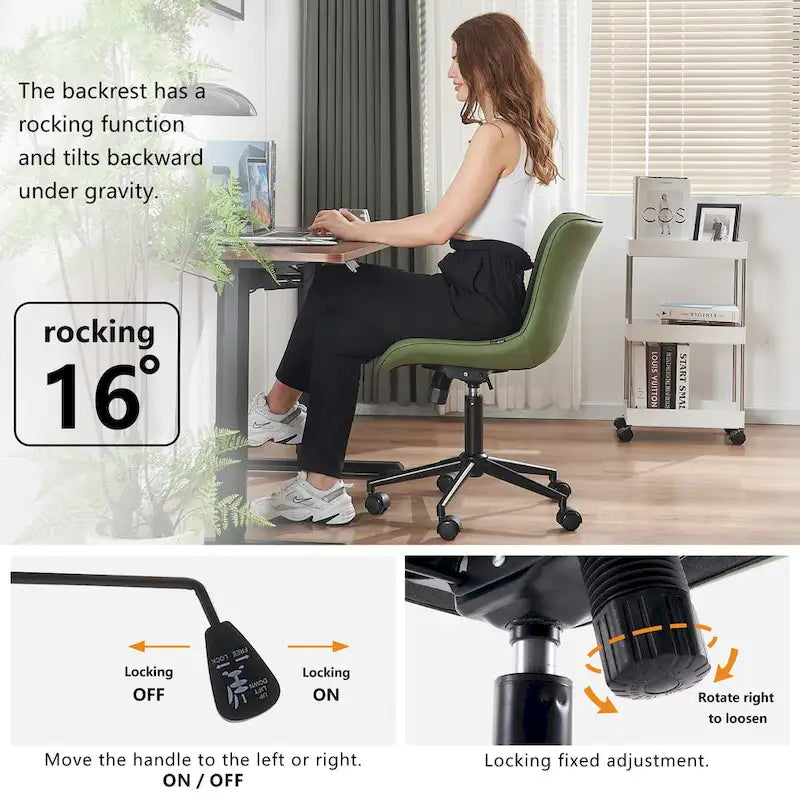Chaise de bureau ergonomique sans accoudoirs avec roulettes