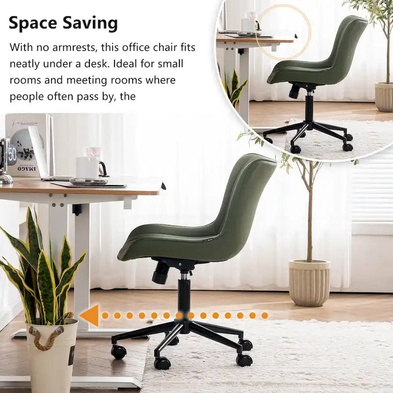 Chaise de bureau ergonomique sans accoudoirs avec roulettes