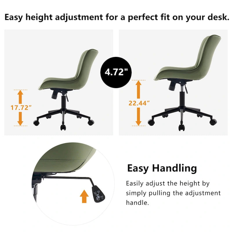Chaise de bureau ergonomique sans accoudoirs avec roulettes