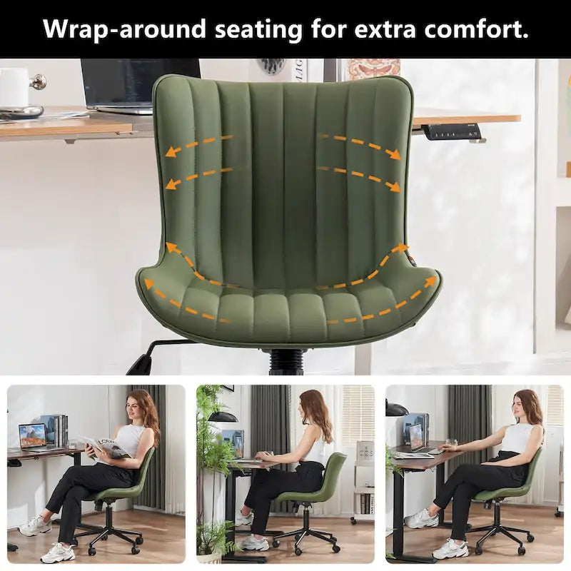 Chaise de bureau ergonomique sans accoudoirs avec roulettes