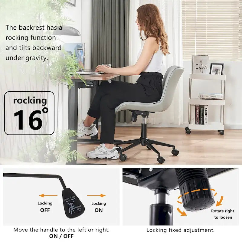 Chaise de bureau ergonomique sans accoudoirs avec roulettes