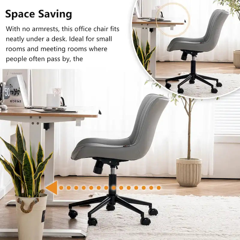 Chaise de bureau ergonomique sans accoudoirs avec roulettes