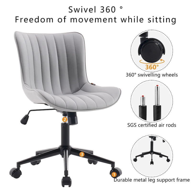 Chaise de bureau ergonomique sans accoudoirs avec roulettes