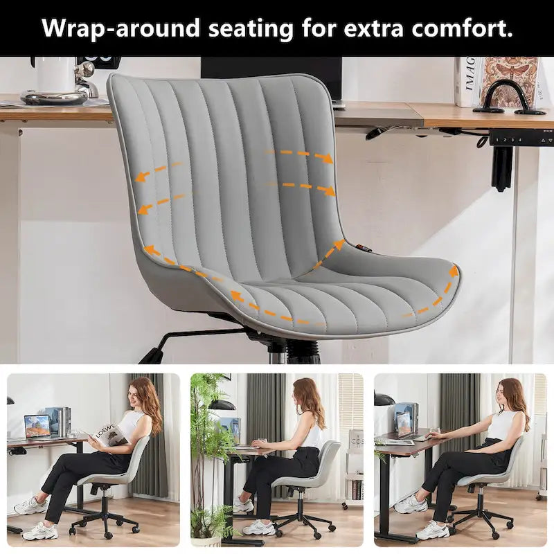 Chaise de bureau ergonomique sans accoudoirs avec roulettes