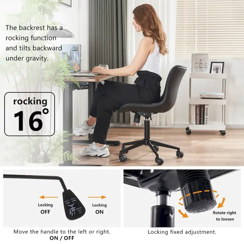 Chaise de bureau ergonomique sans accoudoirs avec roulettes