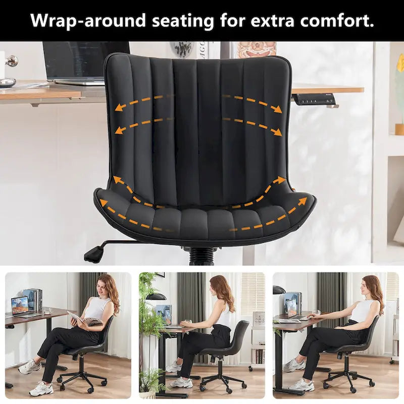 Chaise de bureau ergonomique sans accoudoirs avec roulettes