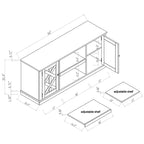 Meuble TV console média de 64 po pour téléviseurs jusqu'à 75 po - 64 po de largeur