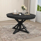 Table à manger extensible de style rétro avec rallonge de 12 pouces