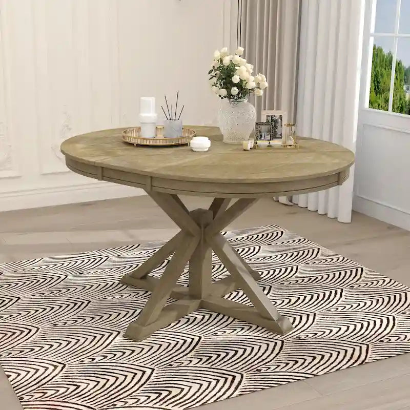 Table à manger extensible de style rétro avec rallonge de 12 pouces