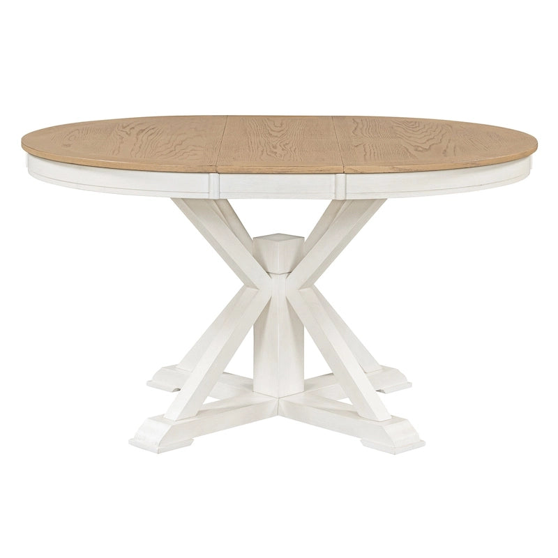 Table à manger extensible de style rétro avec rallonge de 12 pouces