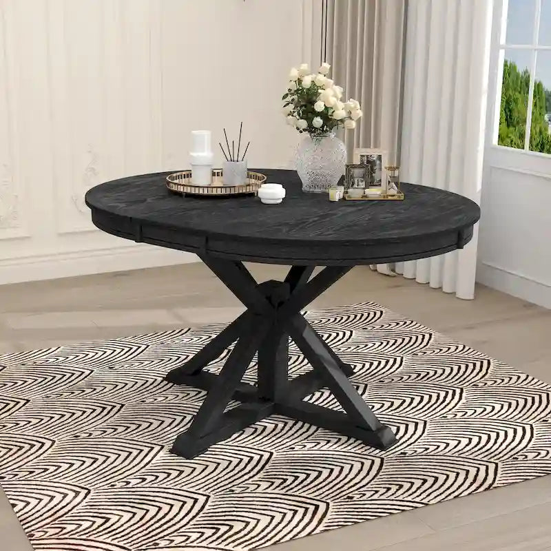 Table à manger extensible de style rétro avec rallonge de 12 pouces