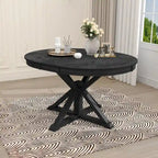 Table à manger extensible de style rétro avec rallonge de 12 pouces