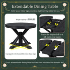 Table à manger extensible de style rétro avec rallonge de 12 pouces