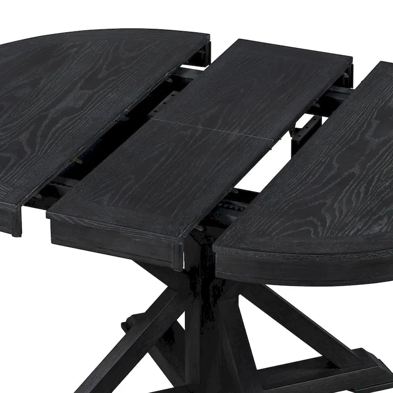Table à manger extensible de style rétro avec rallonge de 12 pouces