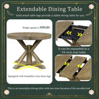 Table à manger extensible de style rétro avec rallonge de 12 pouces