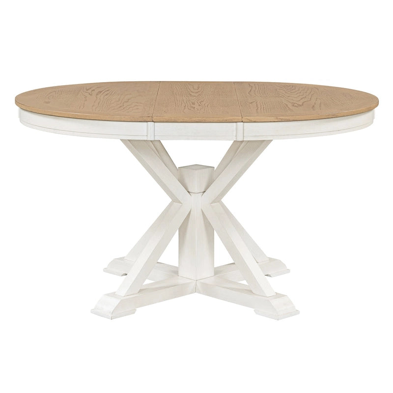 Table à manger extensible de style rétro avec rallonge de 12 pouces