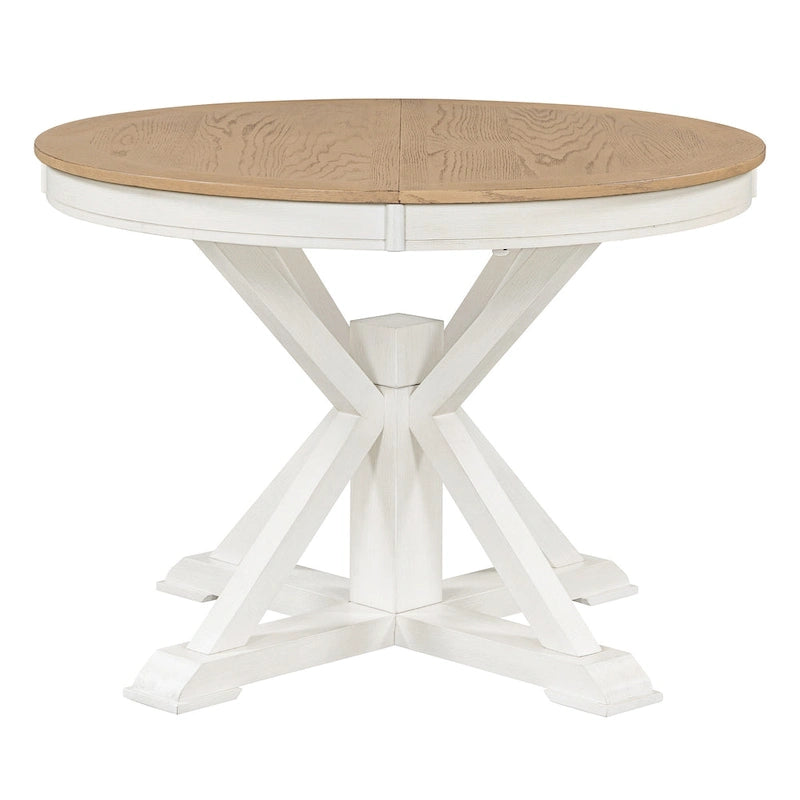 Table à manger extensible de style rétro avec rallonge de 12 pouces