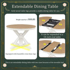 Table à manger extensible de style rétro avec rallonge de 12 pouces