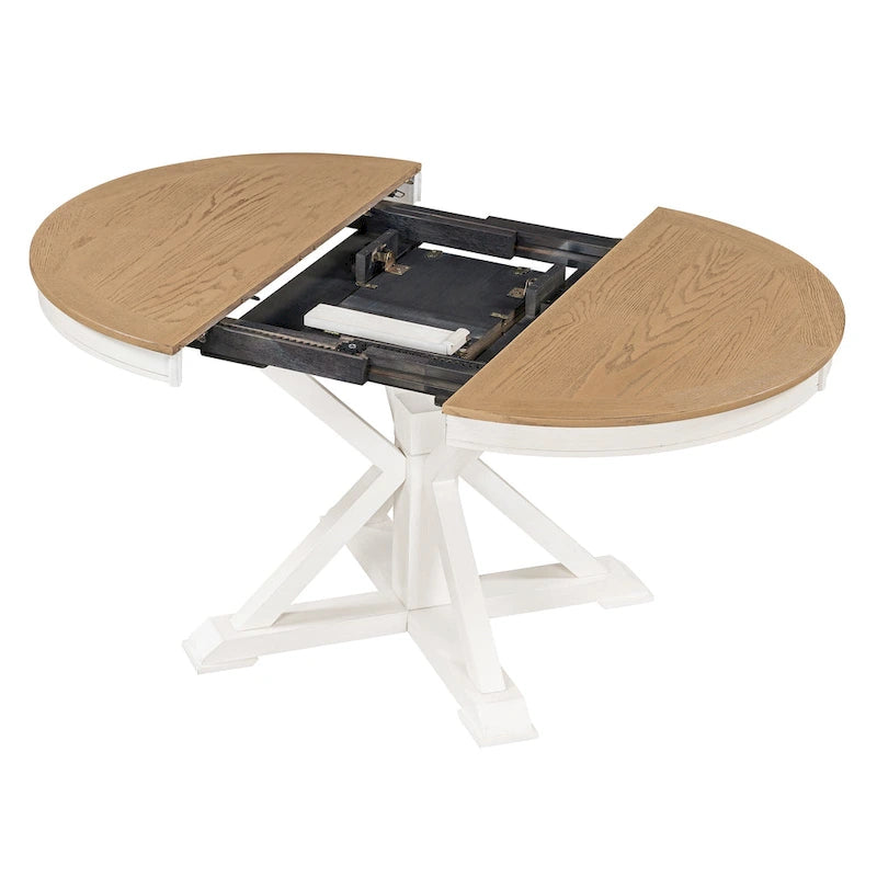 Table à manger extensible de style rétro avec rallonge de 12 pouces