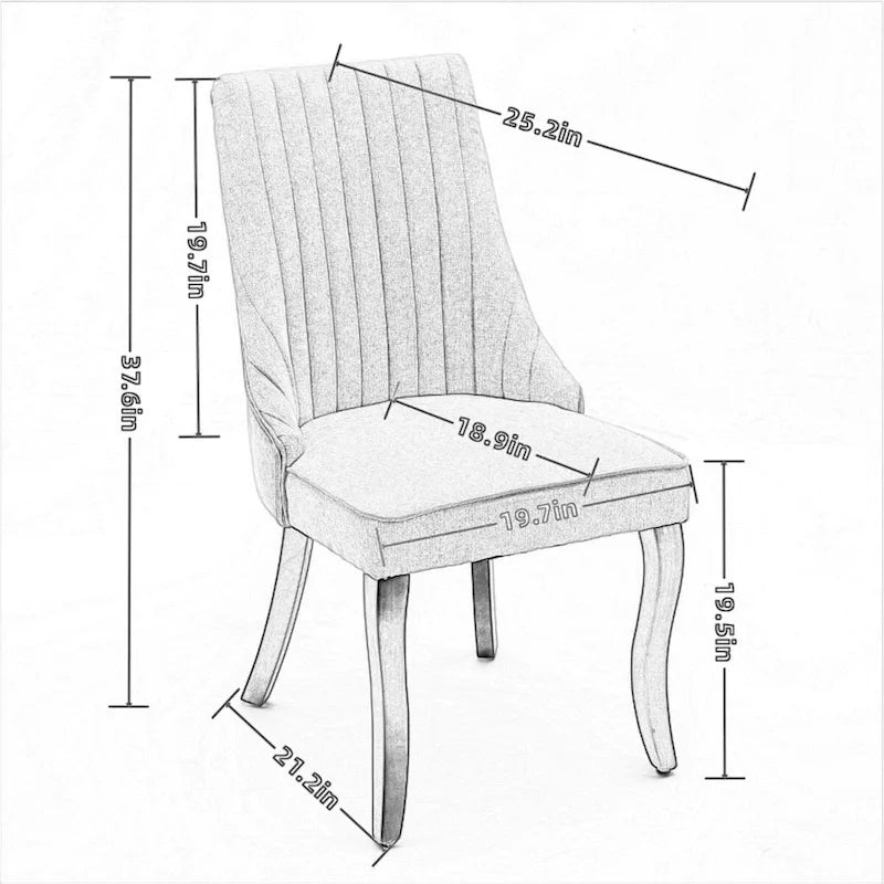 Chaises de salle à manger en lin flocage tissu rayonne Chaises de cuisine rembourrées en tissu confortable, lot de 2