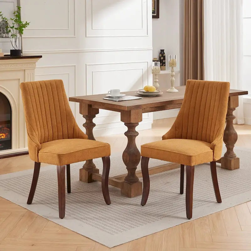 Chaises de salle à manger en lin flocage tissu rayonne Chaises de cuisine rembourrées en tissu confortable, lot de 2