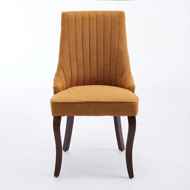 Chaises de salle à manger en lin flocage tissu rayonne Chaises de cuisine rembourrées en tissu confortable, lot de 2