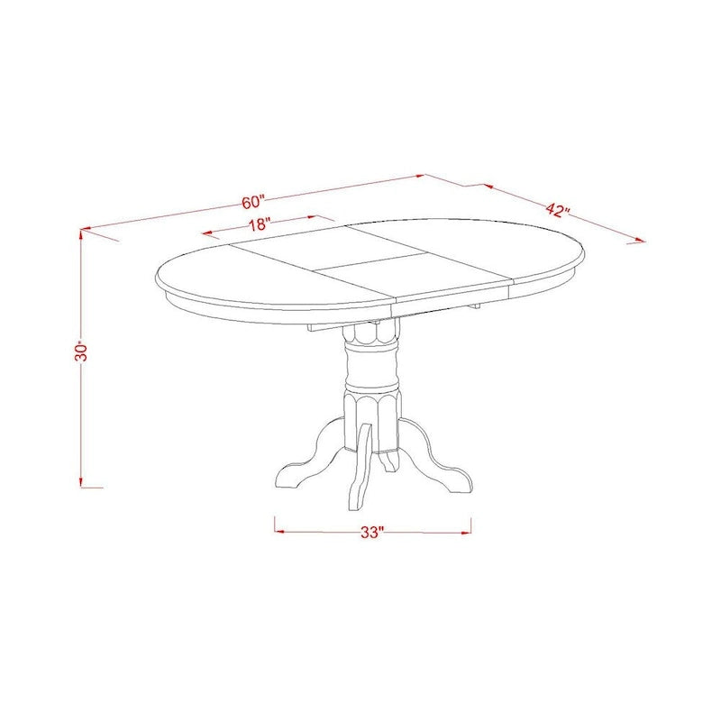 Ensemble de salle à manger 7 pièces comprenant une table de cuisine ovale avec rallonge papillon et 6 chaises de salle à manger, chêne