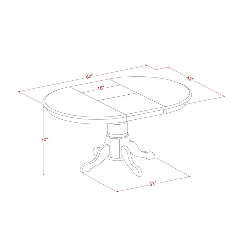 Ensemble de salle à manger 7 pièces comprenant une table de cuisine ovale avec rallonge papillon et 6 chaises de salle à manger, chêne