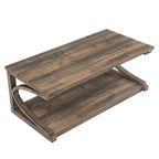 Table basse unique en bois massif avec étagère de rangement