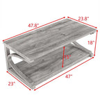 Table basse unique en bois massif avec étagère de rangement