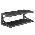 Table basse unique en bois massif avec étagère de rangement