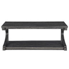 Table basse unique en bois massif avec étagère de rangement