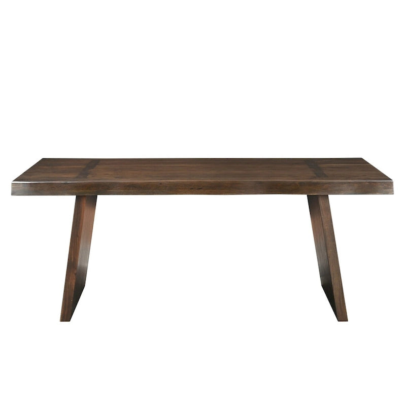 Table à manger Riley en bois massif avec double pied central