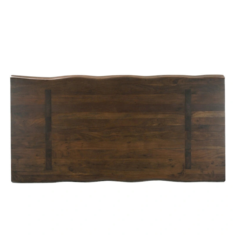 Table à manger Riley en bois massif avec double pied central
