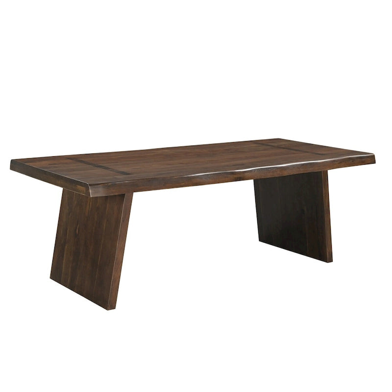 Table à manger Riley en bois massif avec double pied central